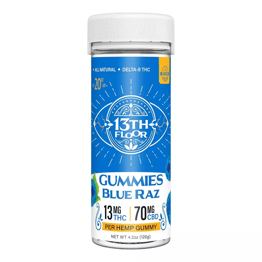 13th Floor Blue Raspberry THC Gummies 20 count