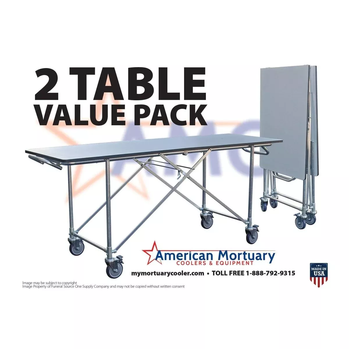 2-Pack Folding Mortuary Dressing Tables