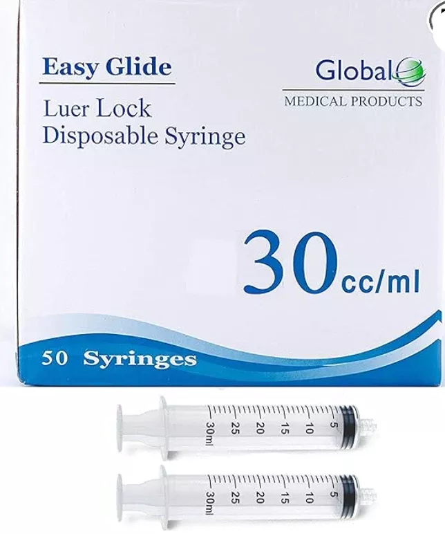 Easy Glide 30cc Luer Lock Syringe (No Needle)