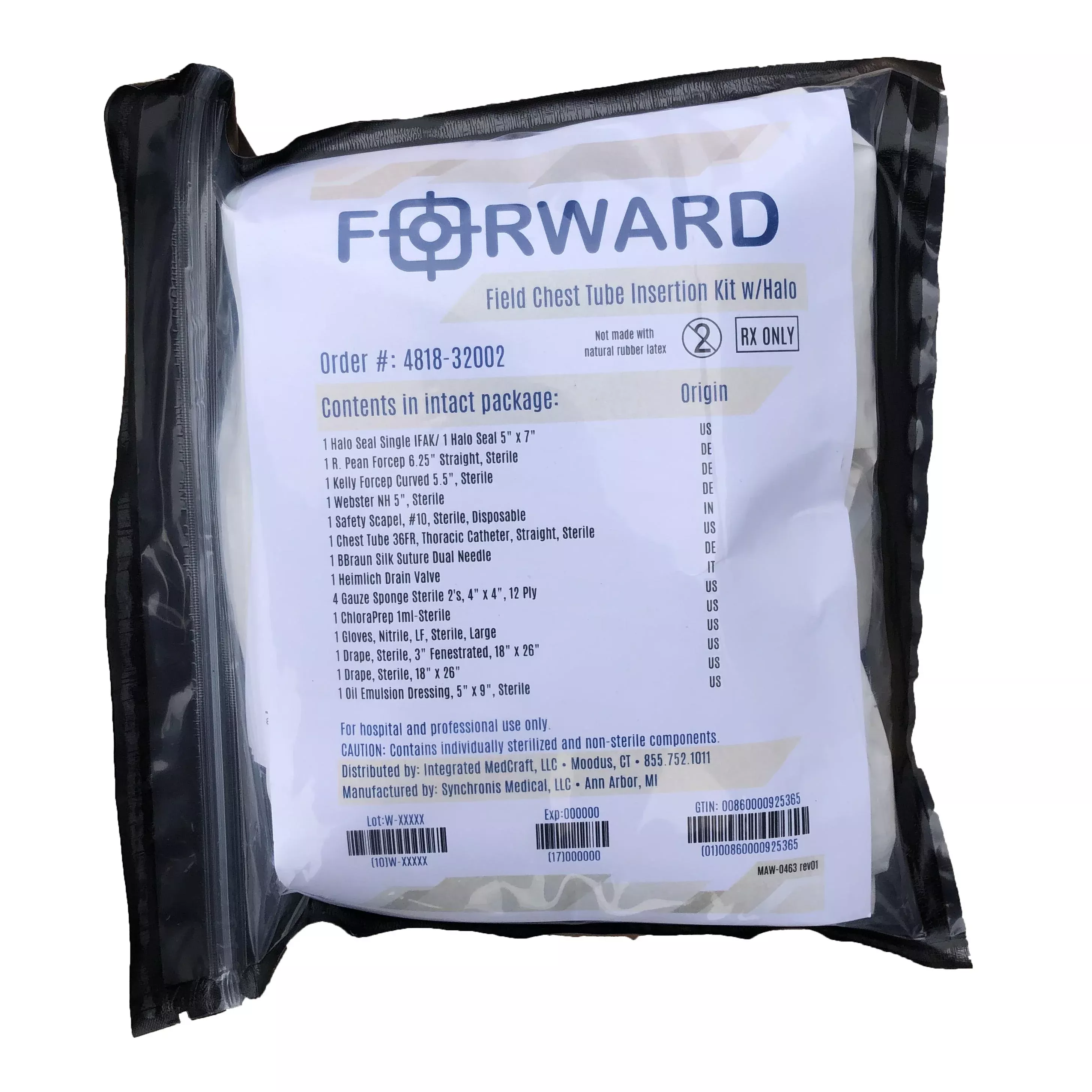FORWARD Field Chest Tube Insertion Kit with Halo Seal