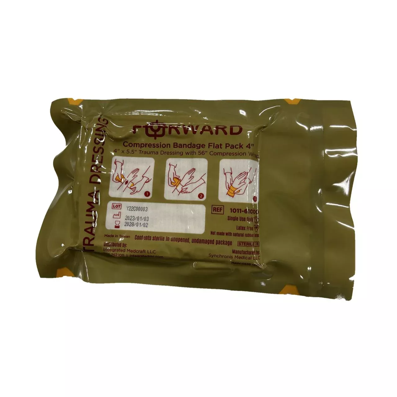 Forward Trauma Compression Dressing Flat Pack 4", EA