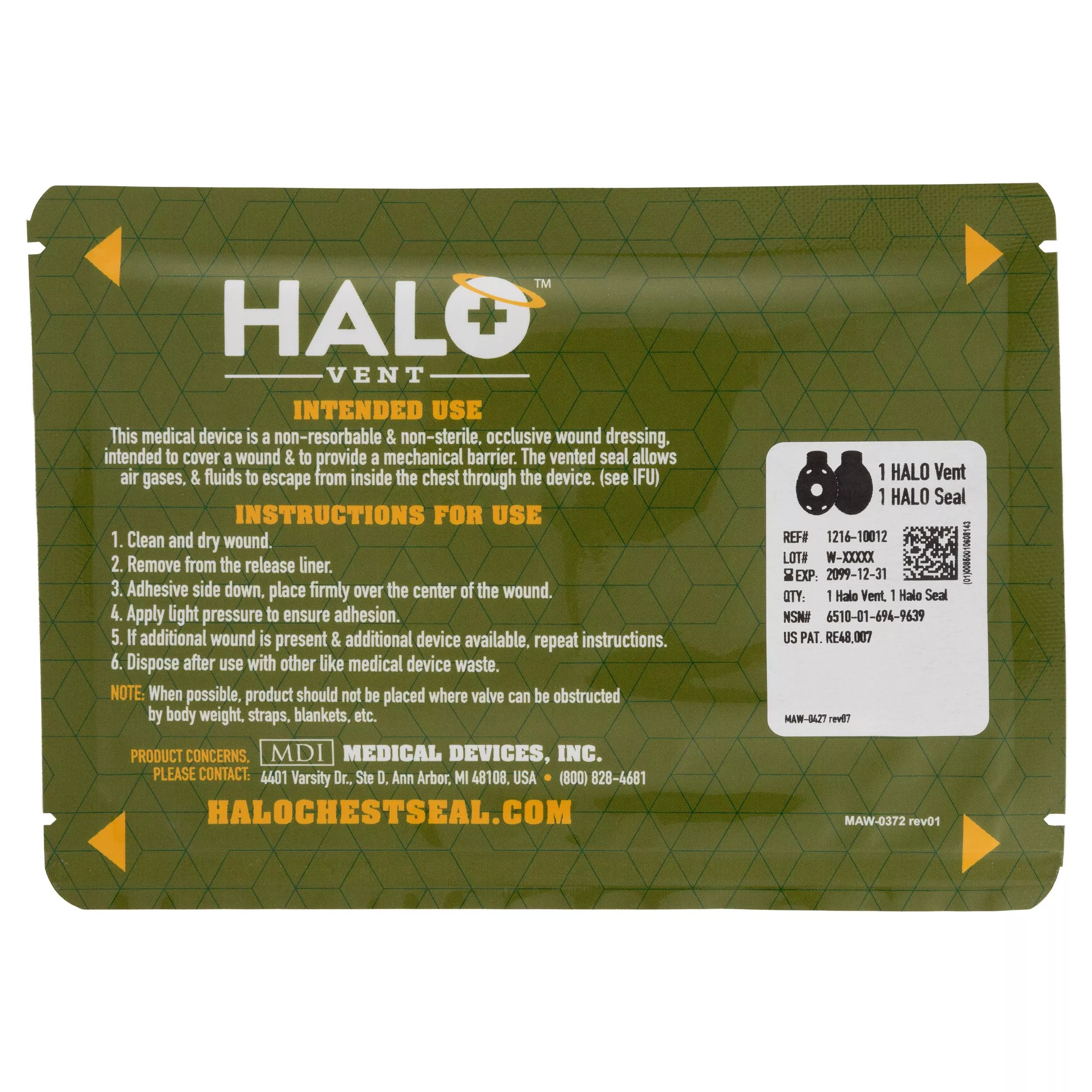HALO Combo Pack IFAK Package, 7” x 5”