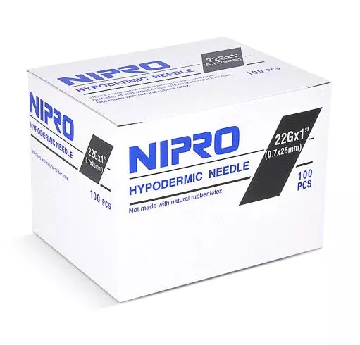 Hypodermic Needle 22G x 1" (50 Pack)