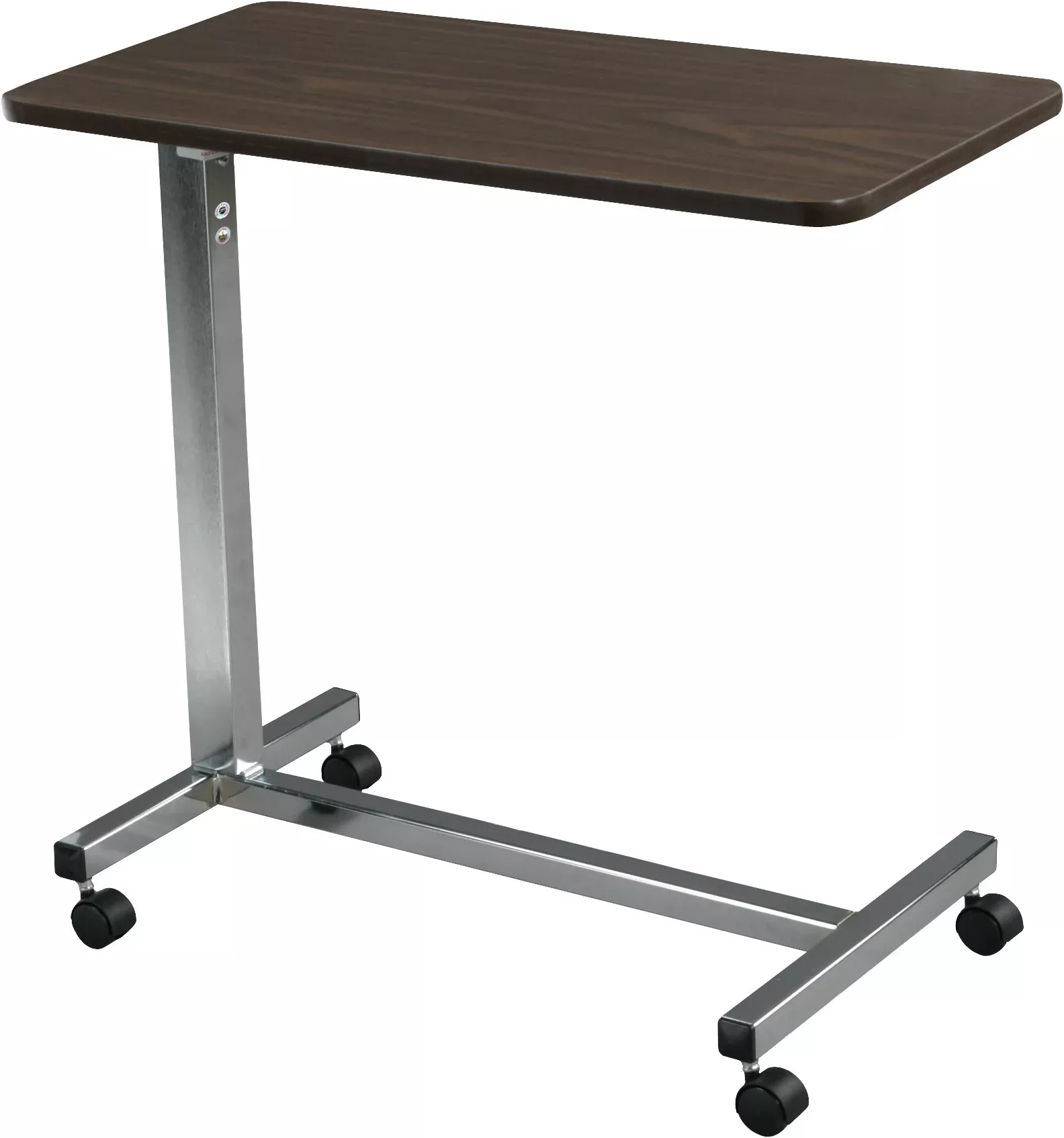 Non Tilt Overbed Table w/Walnut Top Silver Vein Base & Mast by Drive