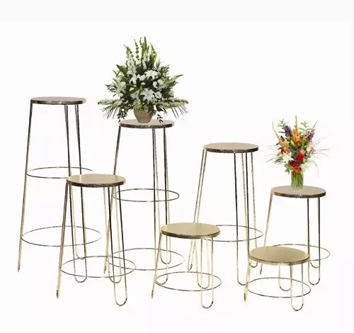 Round Brass Floral Stands Set of 7
