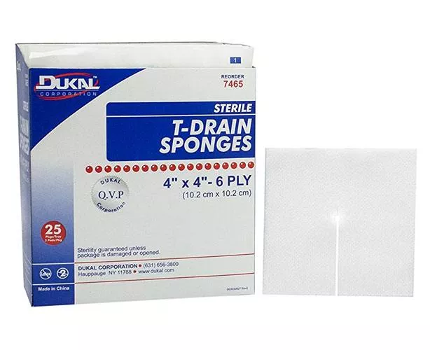 T-Drain Sponge / Split Gauze, Sterile