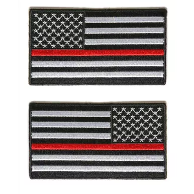 "Thin Red Line" USA Flag Patch, Subdued, w/ Velcro
