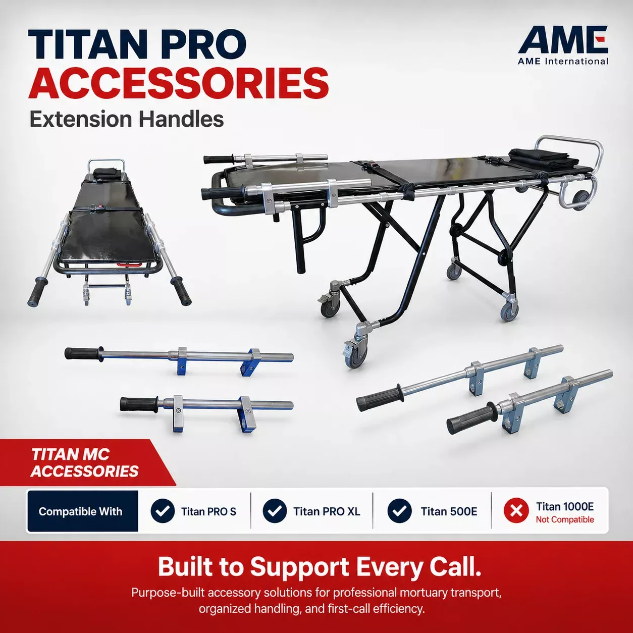 TITAN Mortuary Cot Extension Handles (Pair)